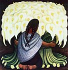 Diego Rivera The Flower Seller, (Vendedora De Alcatraces) 1942 painting